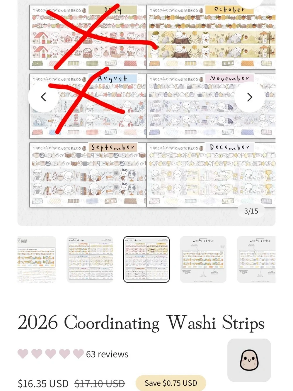 TCMC September - December Washi Tape Strips